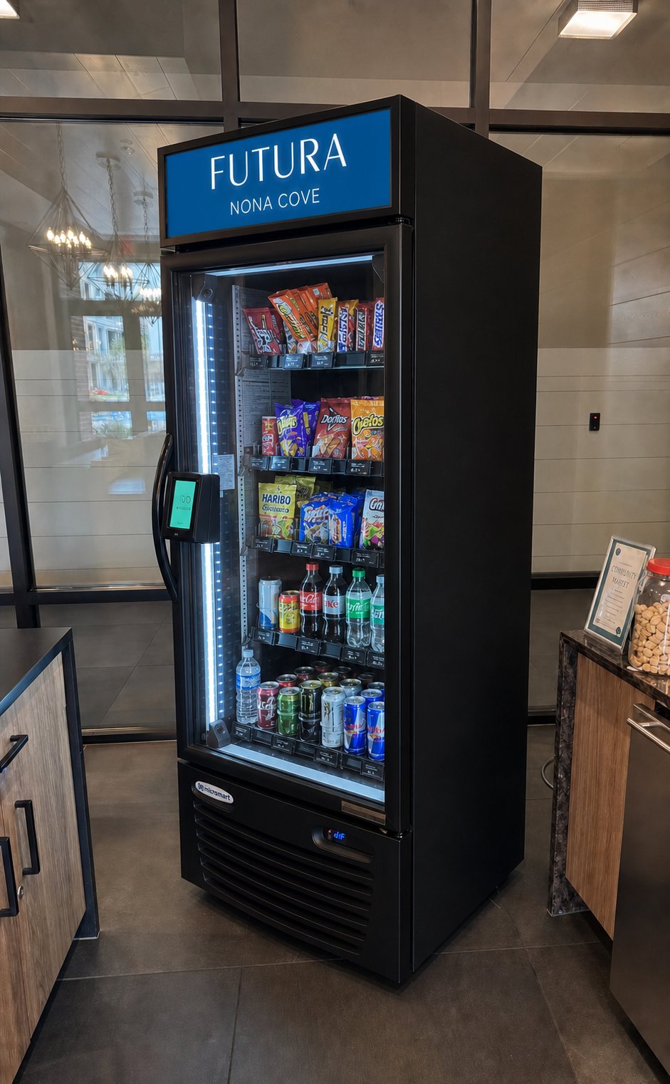 Black Micromart AI cooler with Futura Nona Cove digital display