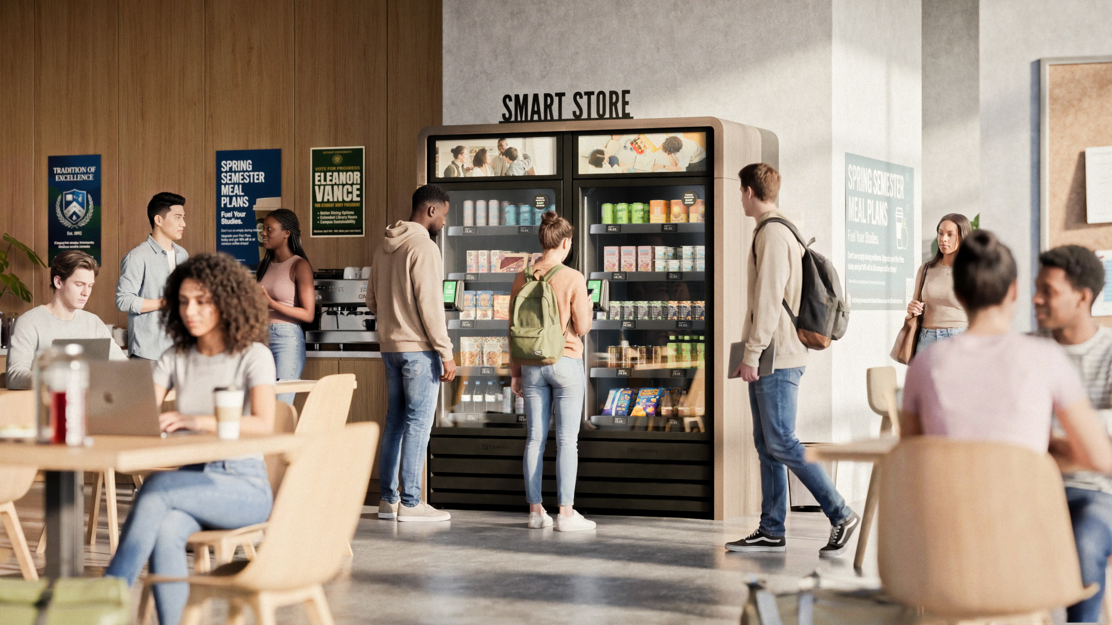 AI cooler in a school or campus setting